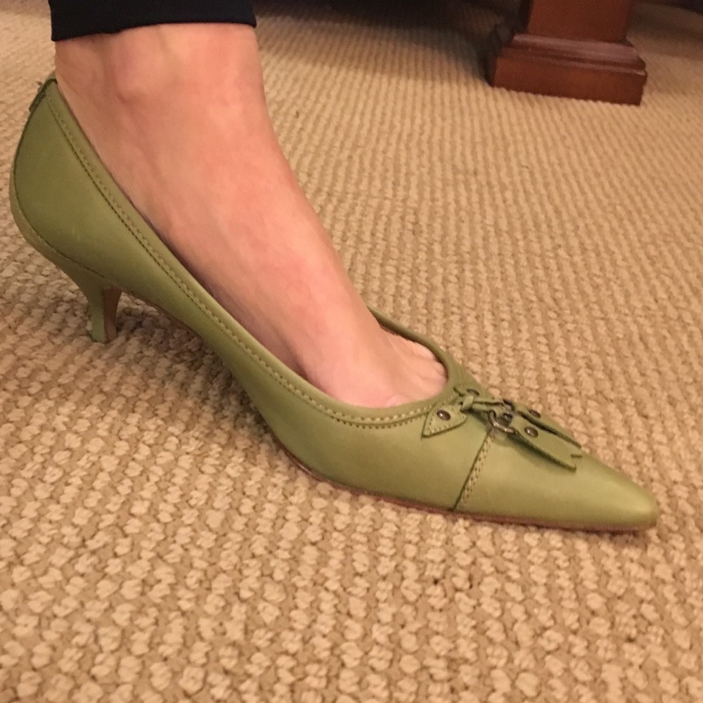 J. Crew Laurel Green Kitten Heels Sz 8